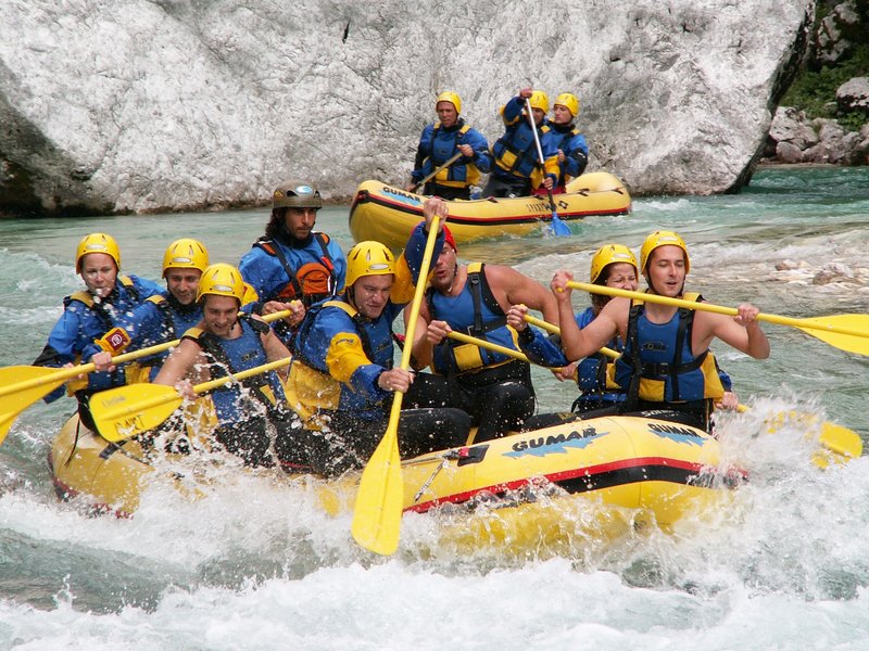 Rafting on beautiful Soča river - Slovenia